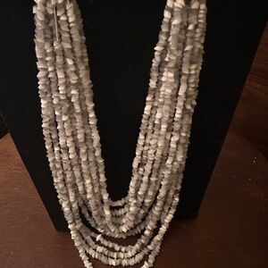 Gray Beaded Bib Necklace graduating color